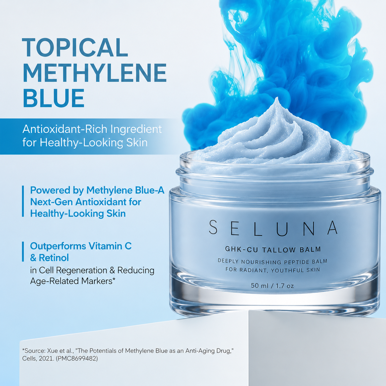 GHK-CU Whipped Tallow Honey Balm with Methylene Blue