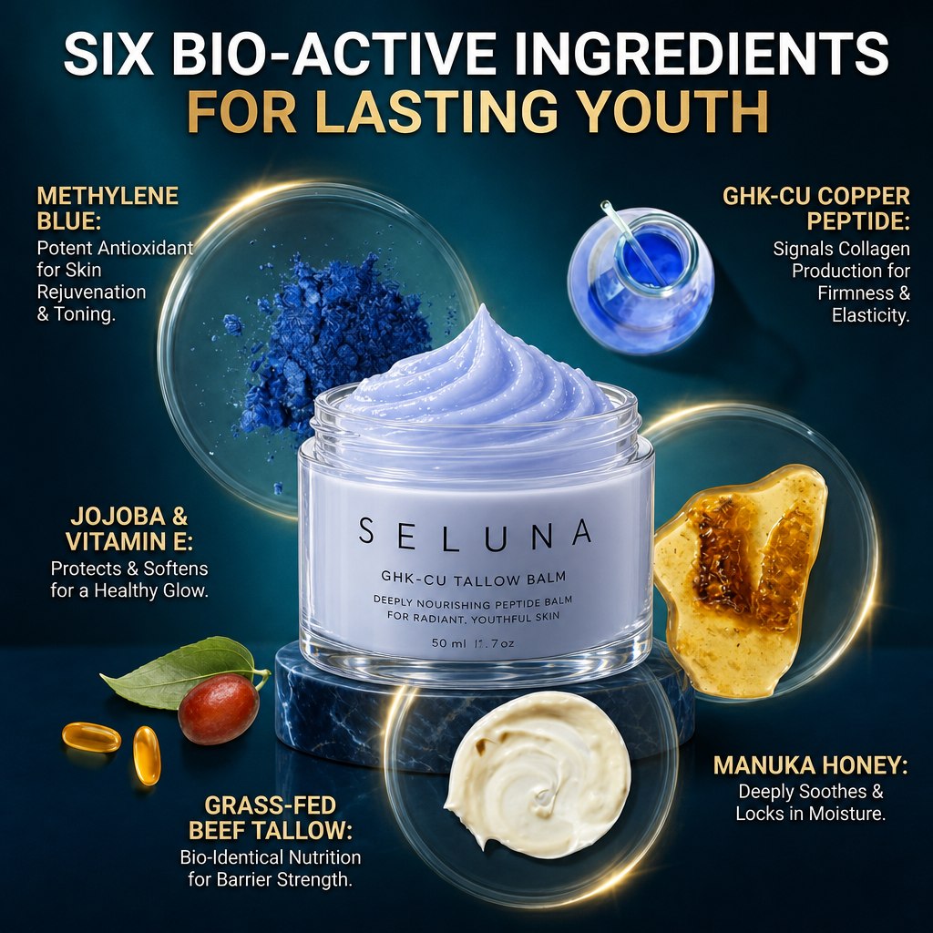 Seluna GHK-Cu Tallow Balm bio-active ingredients